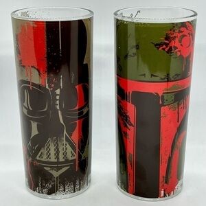 2 Star Wars 10oz Glasses Darth Vader & Mandalorian